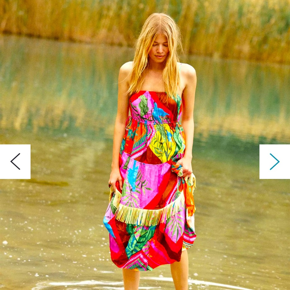 size SMALL - Farm Rio Palila Fringed Midi Dress